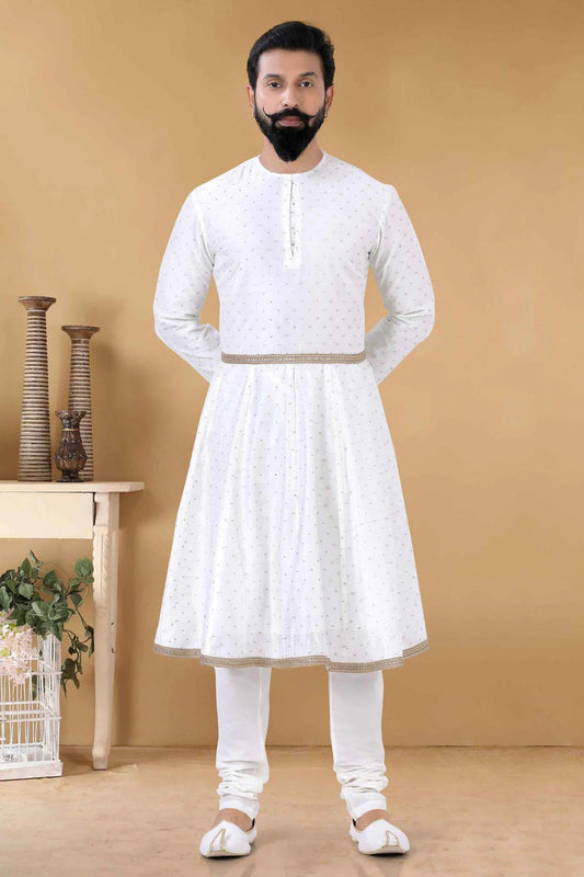 White Silk Kurta Pajama NCKP11310171