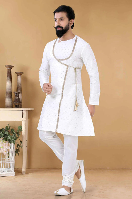 White Silk Kurta Pajama NCKP11310172