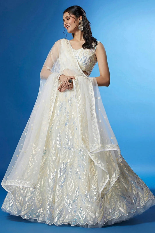 White Soft Net Lehenga Choli NCLC10110105