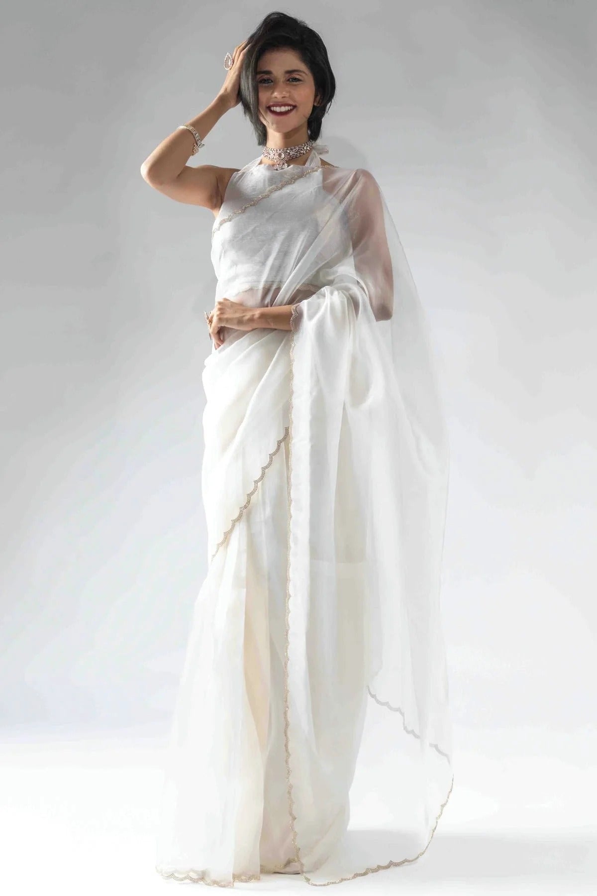 White Tissue Silk Ready To Wear Saree NCSD11210107