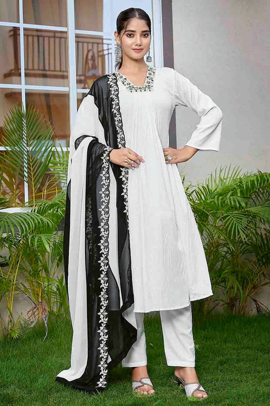 White Viscose Solid Pant Style Suit NCSS11110340