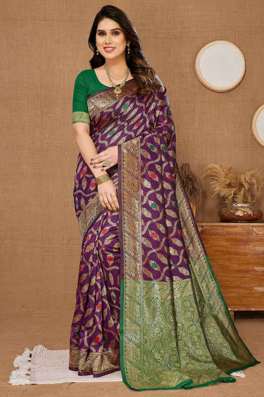 Wine Banarasi Silk Saree NCSD11112491