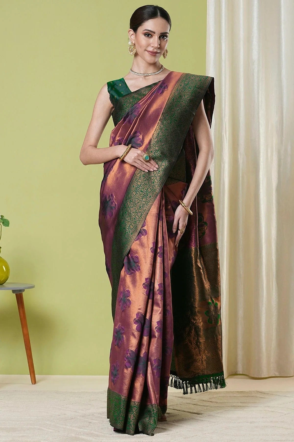 Wine Banarasi Silk Traditional Saree NCSD11111153