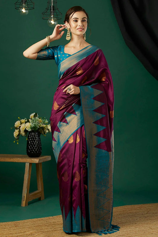 Wine Banarasi Silk Traditional Saree NCSD11111684