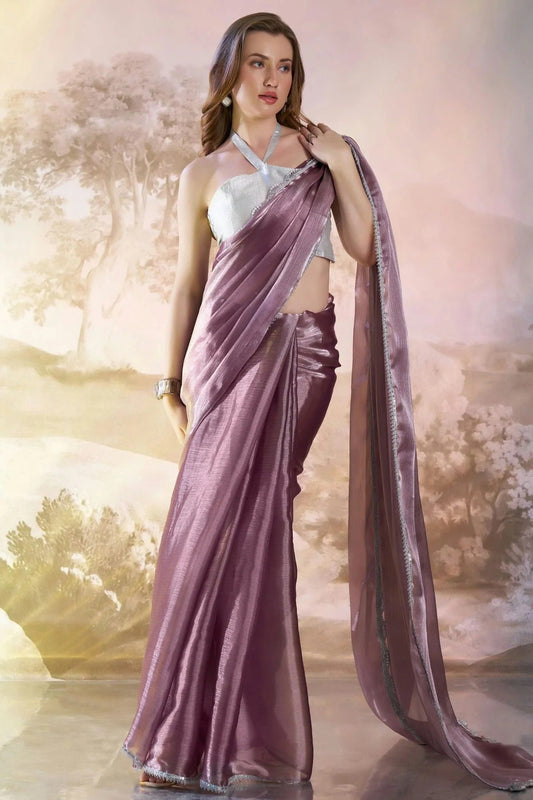 Wine Burberry Organza Saree NCSD11111081