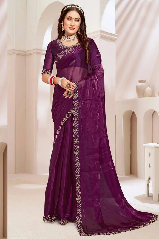 Wine Burberry Silk Designer Saree NCSD11210269