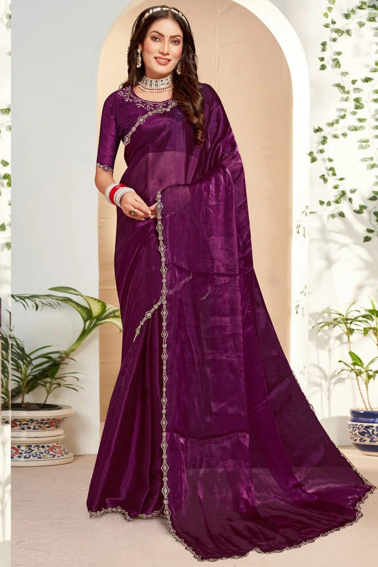 Wine Burberry Silk Designer Saree NCSD11210279