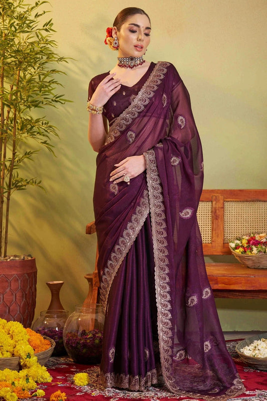 Wine Chiffon Designer Saree NCSD11110817