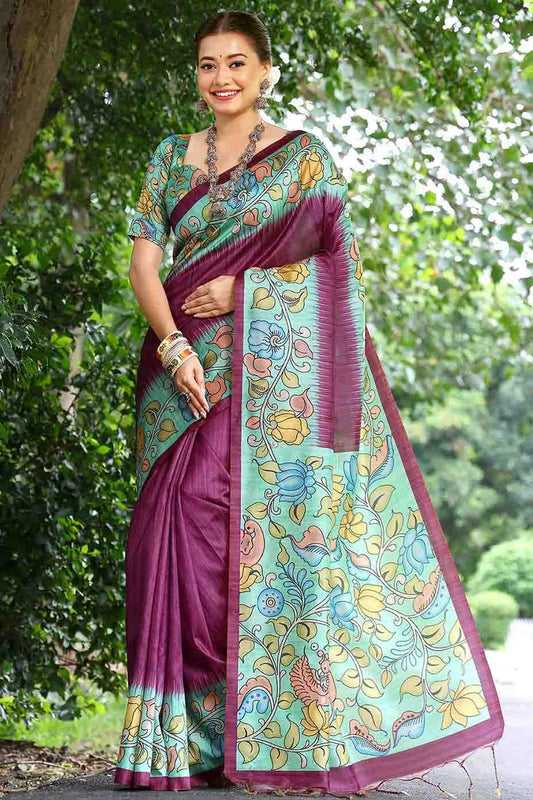 Wine Cotton Silk Traditional Saree NCSD12610107