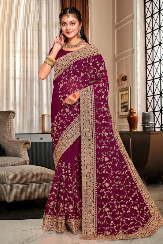Wine Georgette Designer Saree NCLC11210284