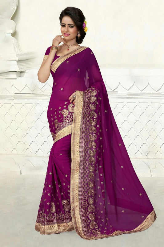 Wine Georgette Designer Saree NCLC11210324