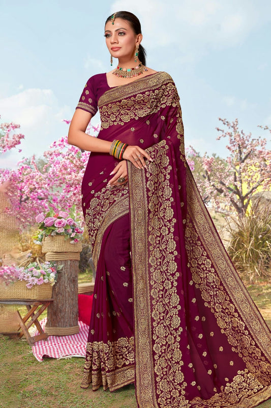 Wine Georgette Designer Saree NCLC11210354