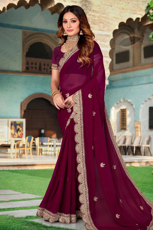Wine Georgette Designer Saree NCLC11210410