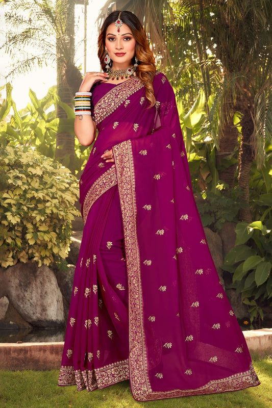 Wine Georgette Designer Saree NCLC11210424
