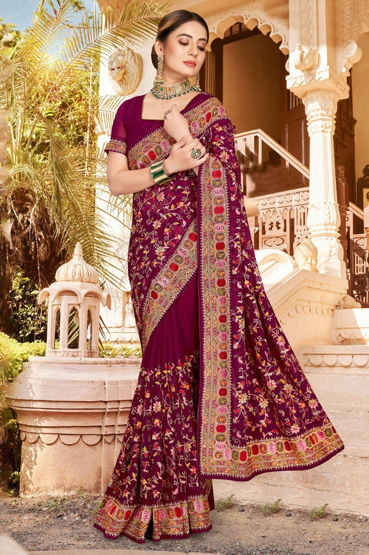 Wine Georgette Designer Saree NCLC11210493