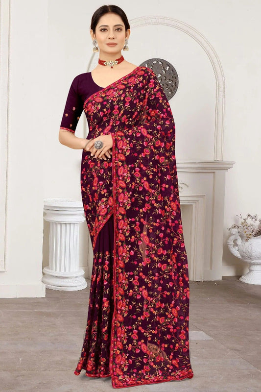 Wine Georgette Designer Saree NCSD10910151