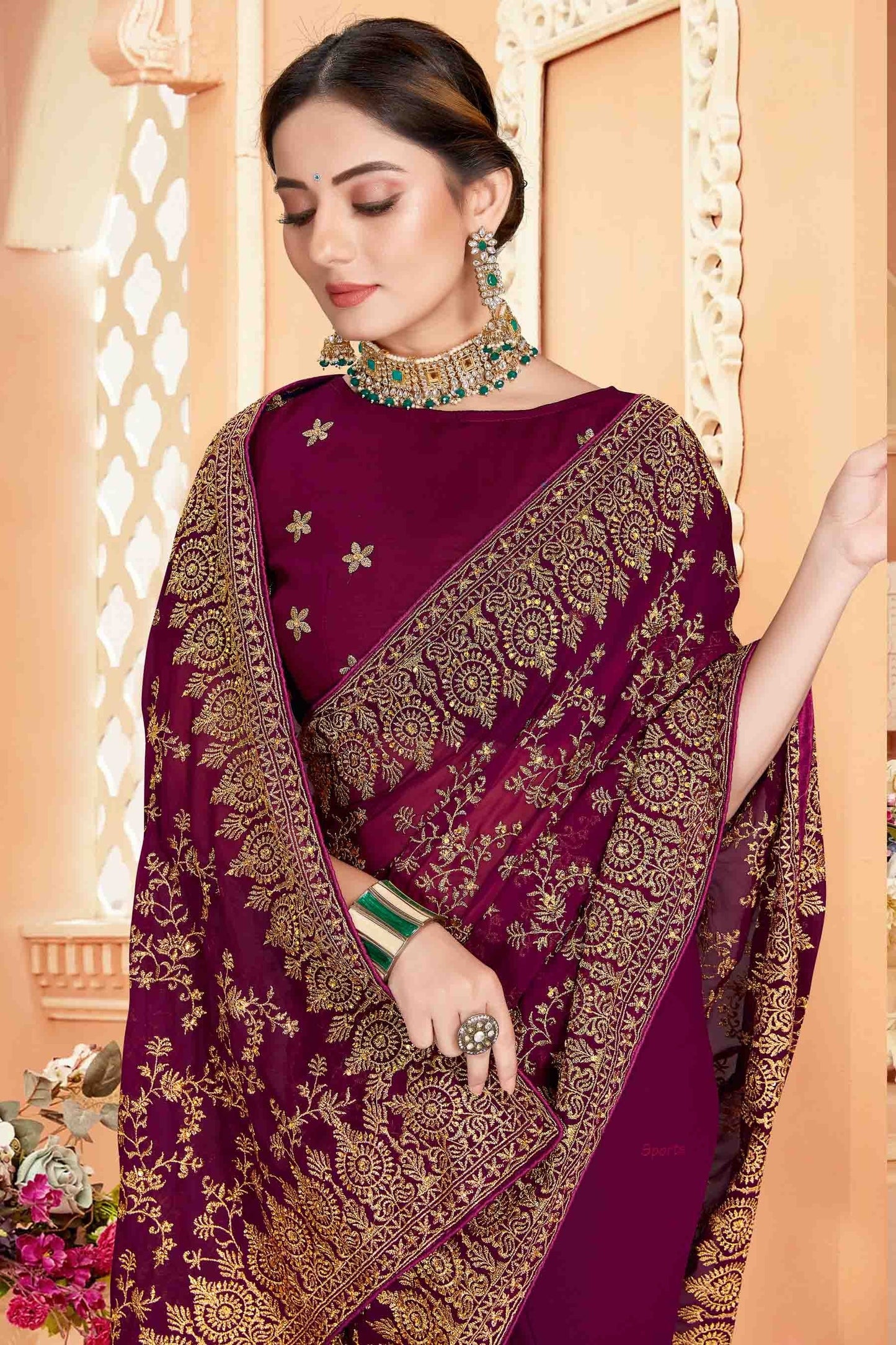 Wine Georgette Designer Saree NCSD10910751