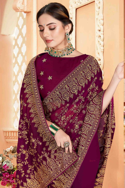 Wine Georgette Designer Saree NCSD10910751