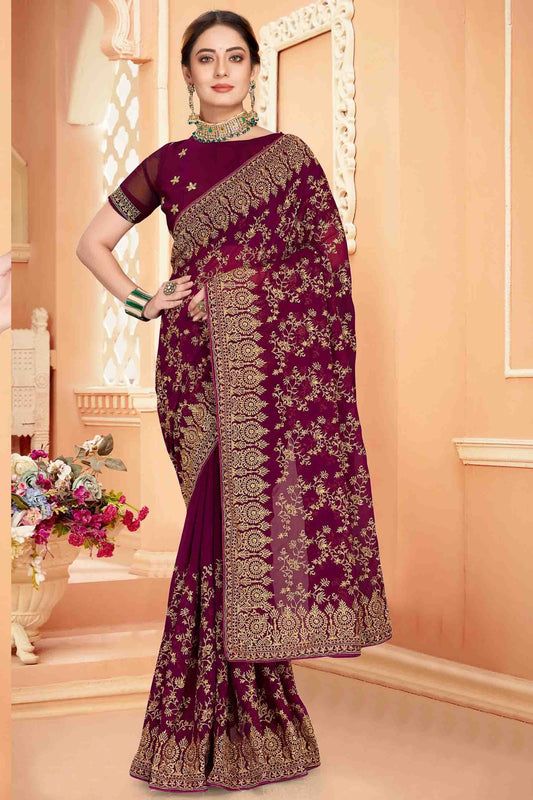 Wine Georgette Designer Saree NCSD10910751