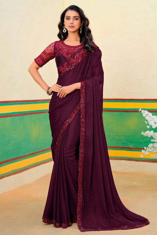 Wine Georgette Designer Saree NCSD11111486