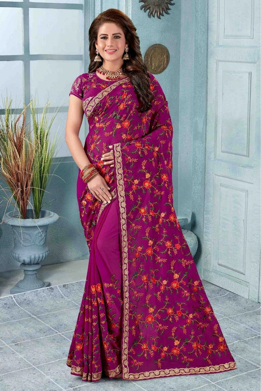 Wine Georgette Designer Saree NCSD11210642
