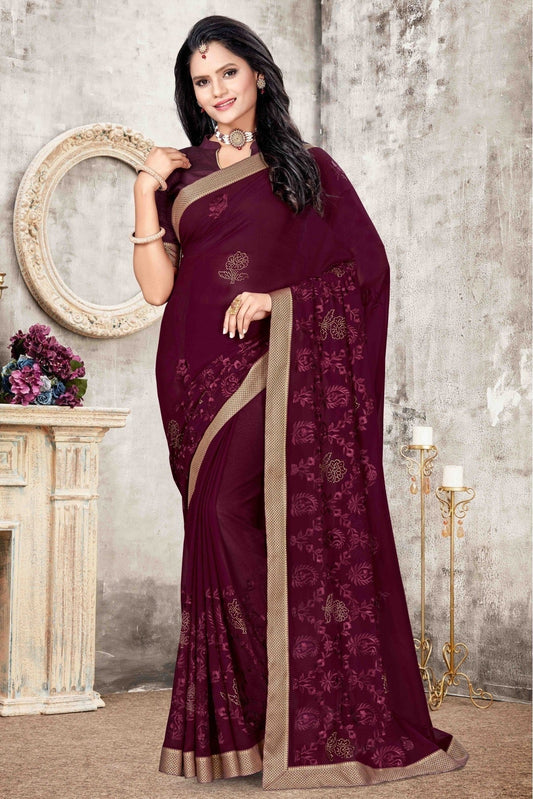 Wine Georgette Designer Saree NCSD11210741