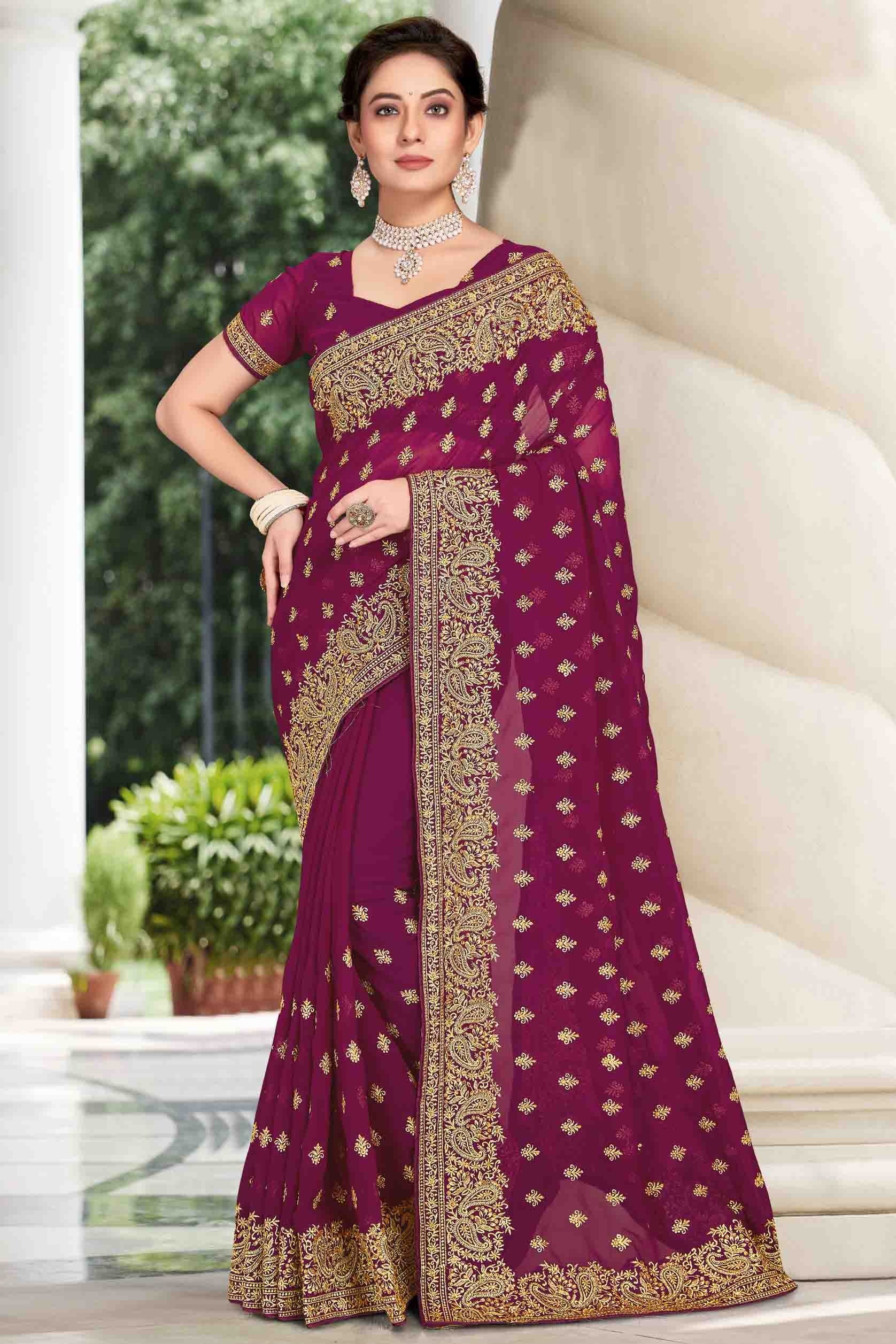Wine Georgette Designer Saree NCSD11210897