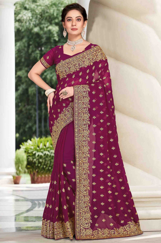 Wine Georgette Designer Saree NCSD11210897