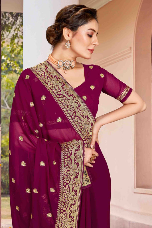 Wine Georgette Designer Saree NCSD11210905