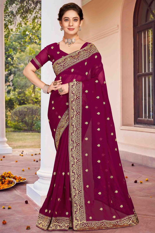 Wine Georgette Designer Saree NCSD11210905
