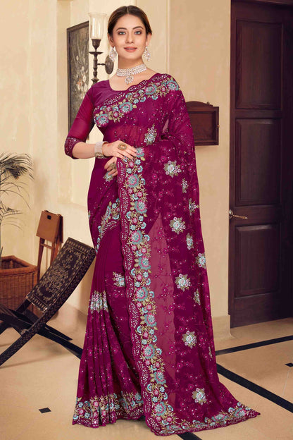 Wine Georgette Designer Saree NCSD11210911