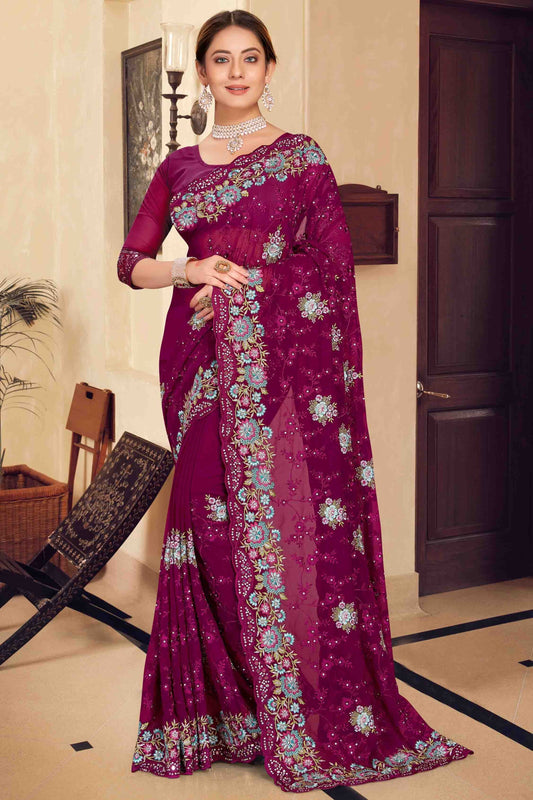 Wine Georgette Designer Saree NCSD11210911