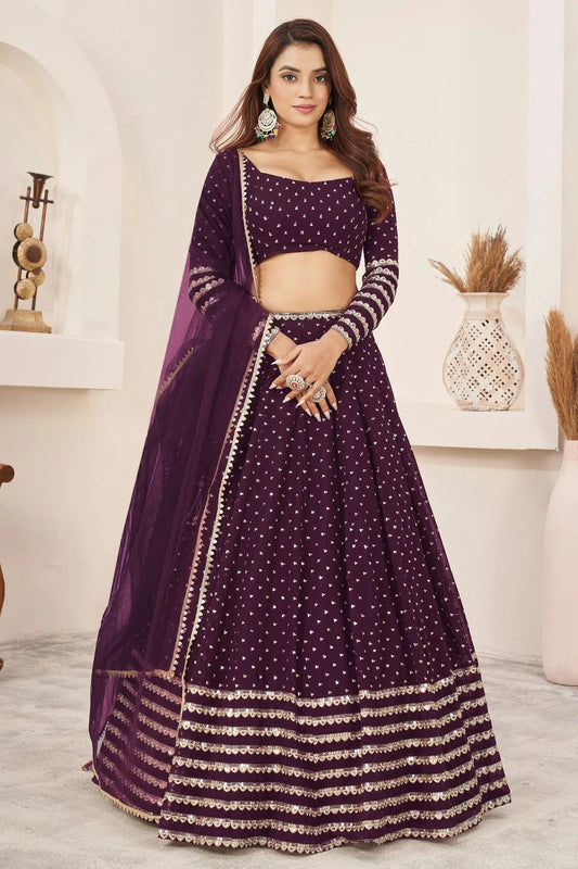 Wine Georgette Lehenga Choli NCLC10110134