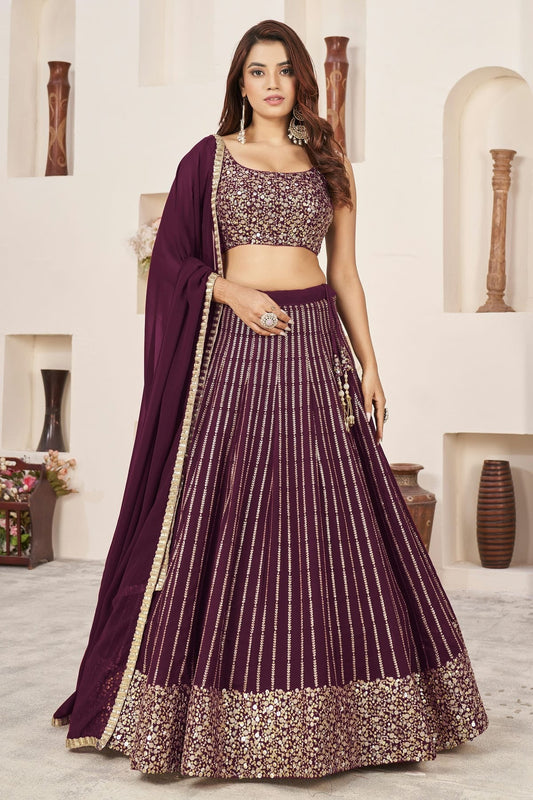Wine Georgette Lehenga Choli NCLC10110139
