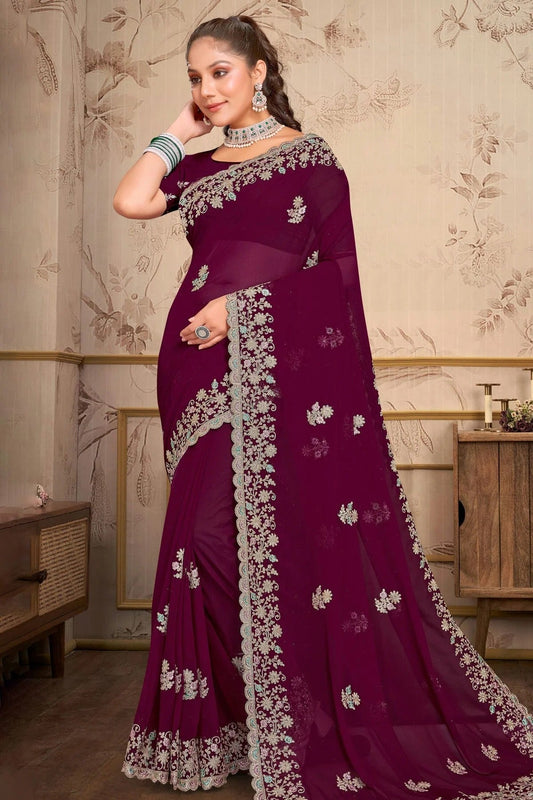 Wine Georgette Saree NCSD10910265