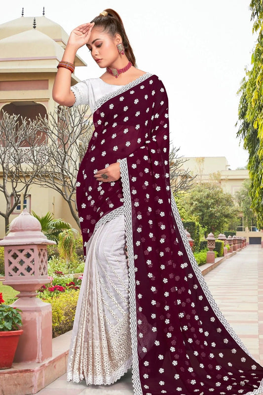 Wine Georgette Saree NCSD10910290