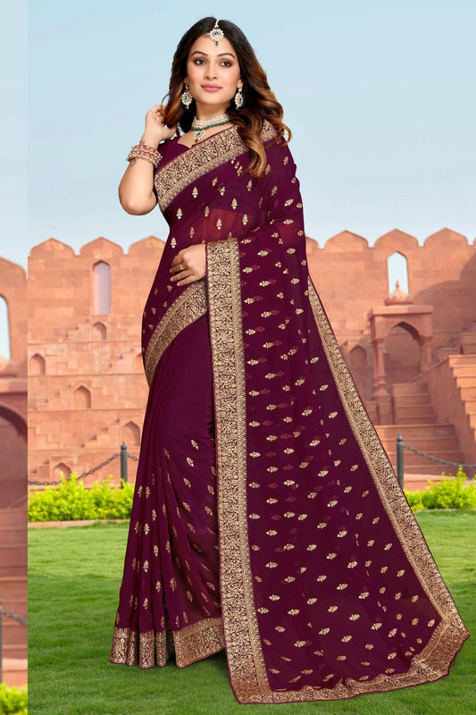 Wine Georgette Saree NCSD10910352