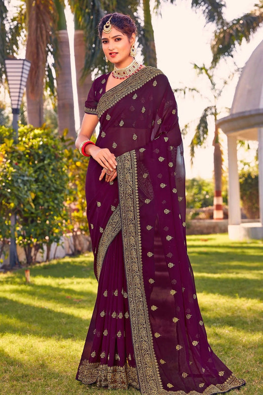 Wine Georgette Saree NCSD10910397