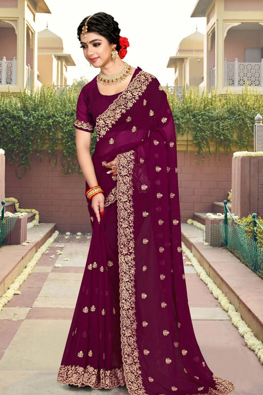 Wine Georgette Saree NCSD10910405