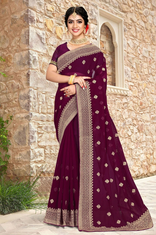 Wine Georgette Saree NCSD10910412