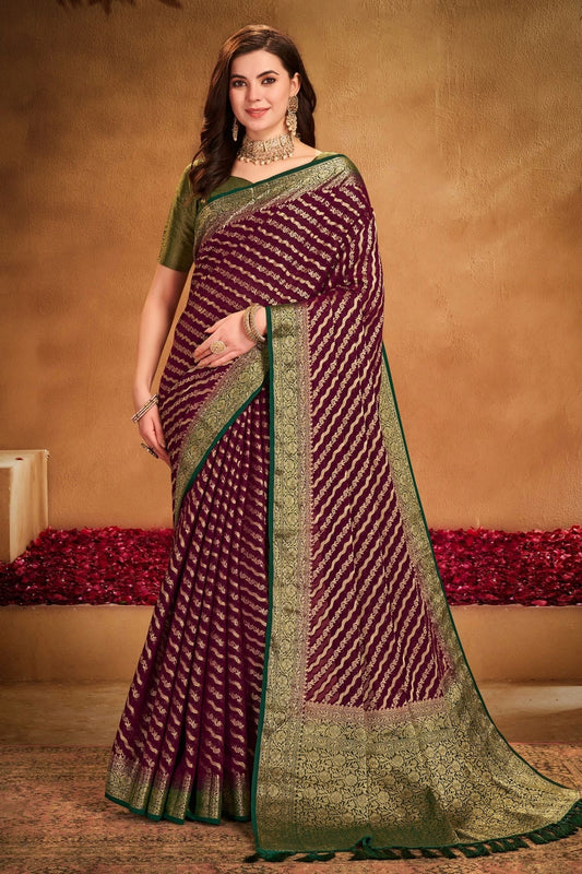 Wine Georgette Traditional Saree NCSD11111499