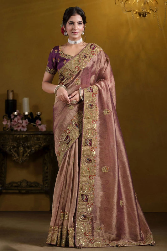Wine Georgette and Organza Designer Saree NCSD11111192