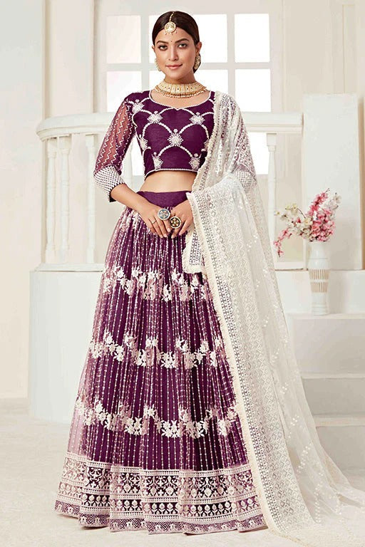 Wine Net Designer Lehenga Choli NCLC12410154