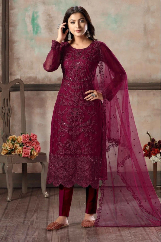 Wine Net Pant Style Suit NCSM10510321