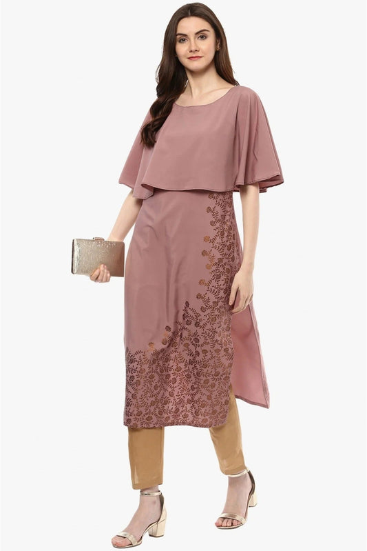 Wine Plus Size Crepe Straight Kurti NCKR10610180