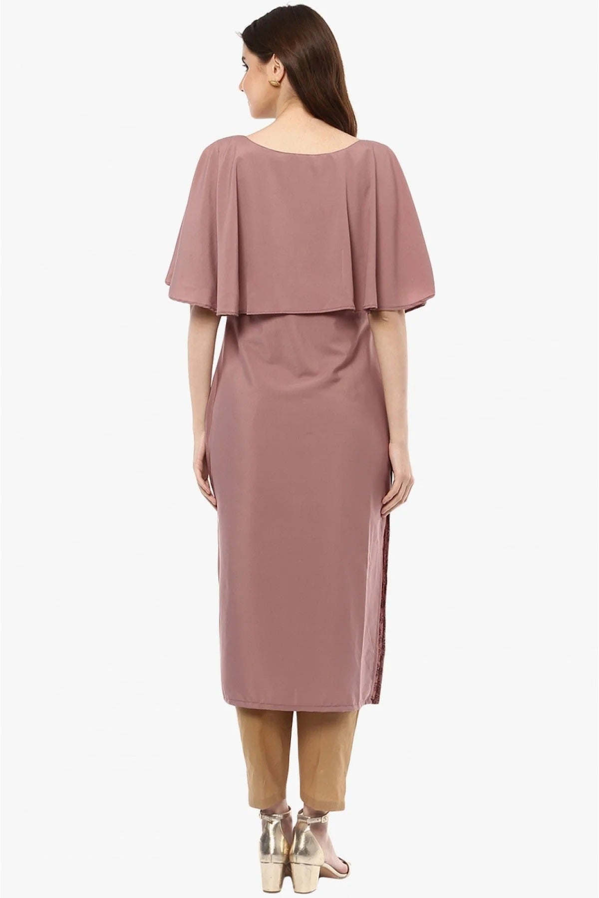 Wine Plus Size Crepe Straight Kurti NCKR10610180