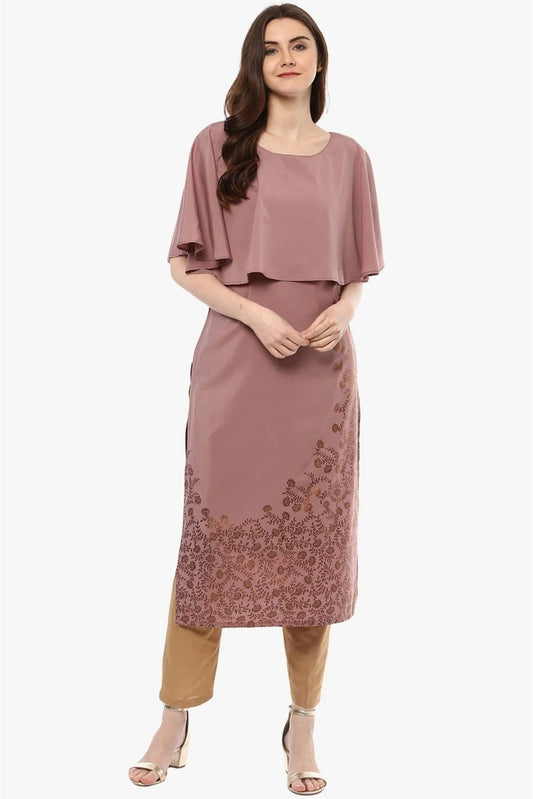 Wine Plus Size Crepe Straight Kurti NCKR10610180