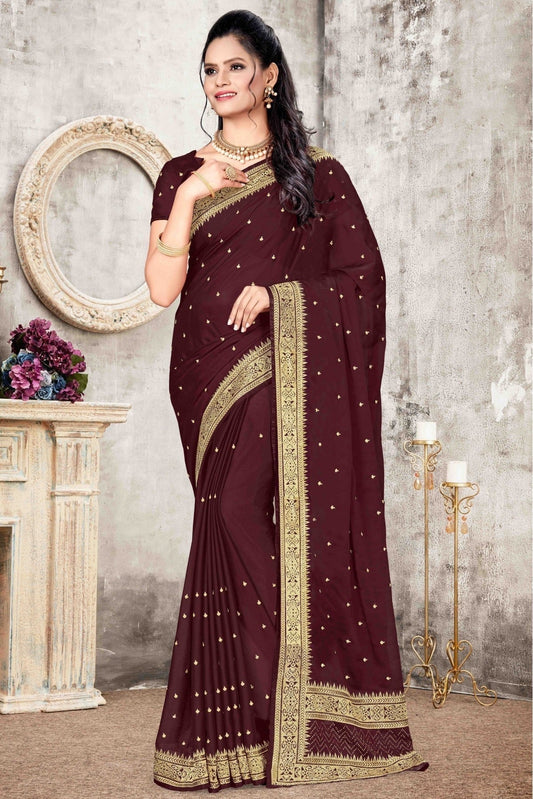 Wine Rangoli Silk Designer Saree NCSD11210743