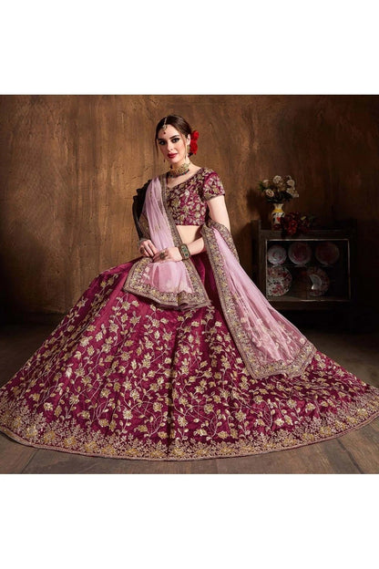 Wine Raw Silk Lehenga Choli NCLC10110297