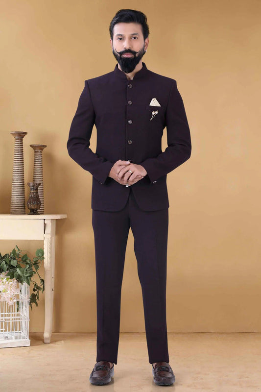 Wine Rayon Jodhpuri Suit NCSH11310188